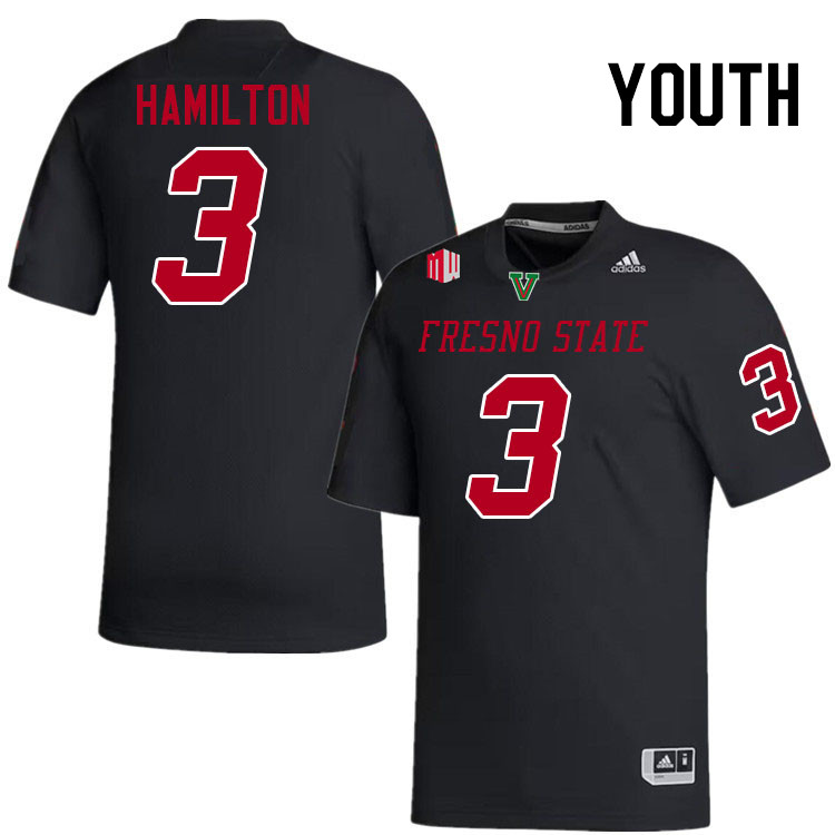 Youth #3 Al'zillion Hamilton Fresno State Bulldogs College Football Jerseys Stitched-Black